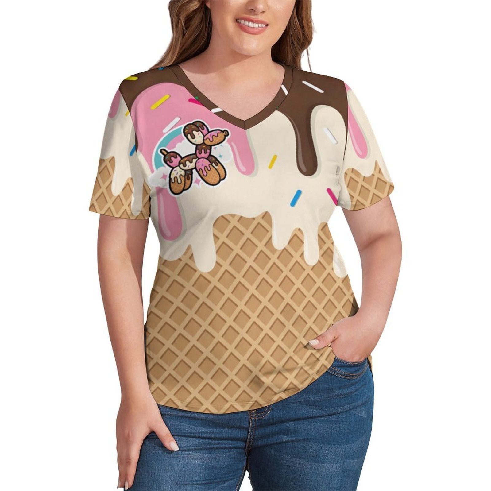 Drip Dog Women's Ice Silk V-Neck Tops